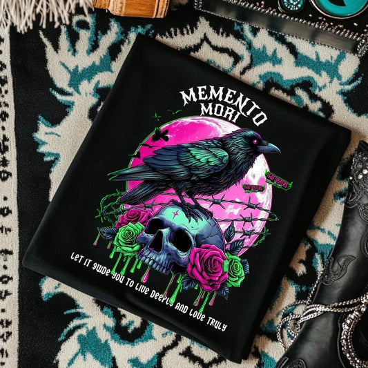 Memento Mori Crewneck Sweatshirt T Shirt or Hoodie Grunge Aesthetic Pullover Casual Comfort Streetwear Cotton Fit Skulls Vintage Style