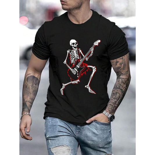 Men Guitar & Skeleton Print Tee Made in USA Hoodie, Sweatshirt | WearSparks.com