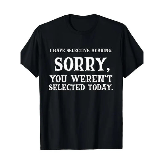 Men'S Casual Cotton T-Shirt with "I Have Selective Hearing" Quote, Short Sleeve, Round Neck, Regular Fit, Digital Print...