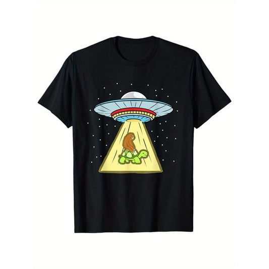 Men'S Casual Cotton T-Shirt with Sloths Print, Crew Neck, Short Sleeve, Loose Fit, Knit Fabric, Medium Stretch - Graphic Outdoor Tee Made in USA