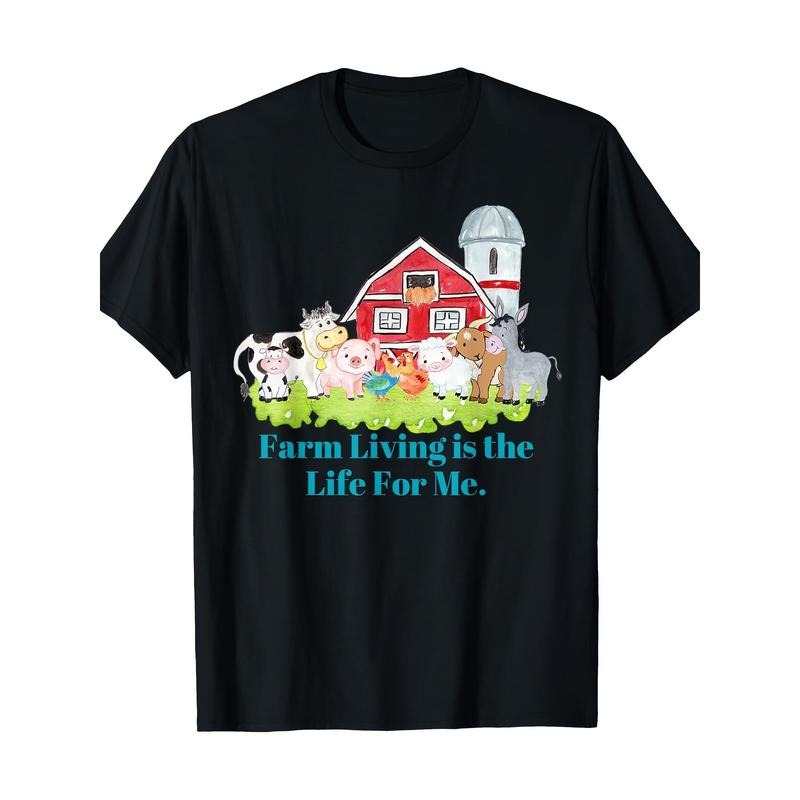Men'S Cotton Casual T-Shirt with Farm Life Geometric Print, Round Neck, Short Sleeve, Regular Fit, Digital Heat Transfer Design, Suitable for All Seasons Made in USA