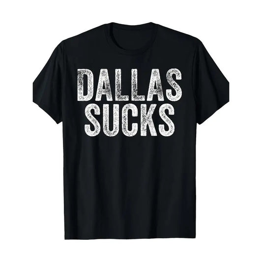Men'S Cotton T-Shirt with "Dallas Sucks" Sarcastic Quote - Casual Round Neck Short Sleeve Tee with Geometric Pattern, Digital Print, Knit Fabric, Regular Fit for All Seasons Made in USA