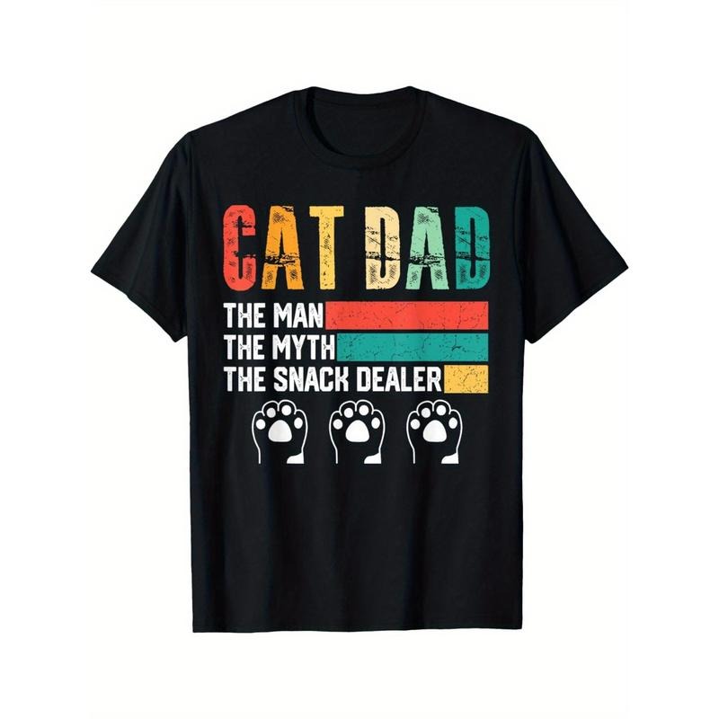 Men'S Vintage Cat Black Style for Father T-shirt-Man, Myth, Snack Dealer Pattern T-shirt, Perfect Gift for Father'S Day and Cat Lovers  made in usa