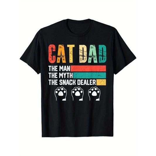 Men'S Vintage Cat Black Style for Father T-shirt-Man, Myth, Snack Dealer Pattern T-shirt, Perfect Gift for Father'S Day and Cat Lovers  made in usa