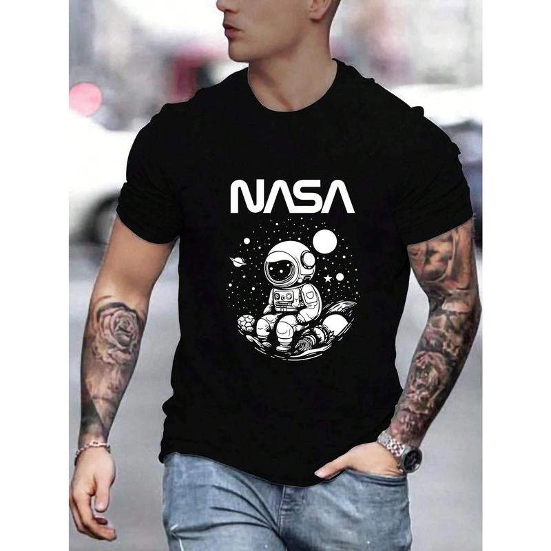 Men's Astronaut And Text Printed T-shirt Made in USA Hoodie, Sweatshirt | WearSparks.com