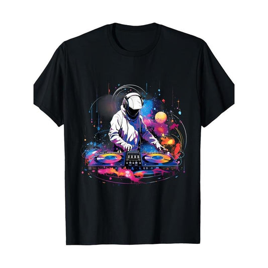 Men's Astronaut DJ Graphic Tee - 100% Cotton, Short Sleeve, Crew Neck, Casual Fit T-Shirt | Breathable & Soft | Machine Washable | Perfect for Summer Outdoors Made in USA