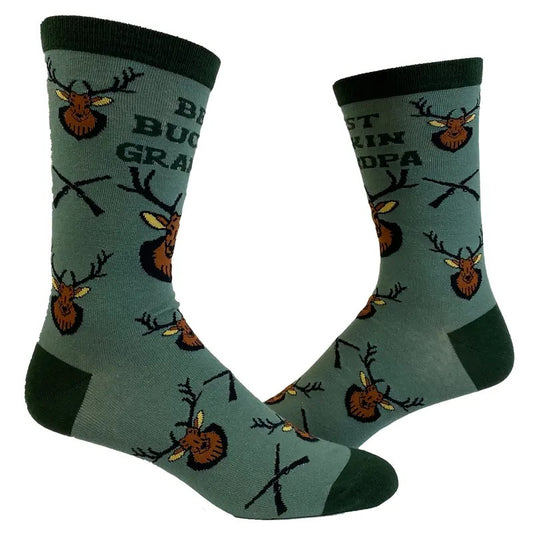 Men's Best Buckin Grandpa Socks Funny Fathers Day Deer Hunting Graphic Novelty Footwear Funny Graphic Socks Comfortable Fitted Spandex Cotton