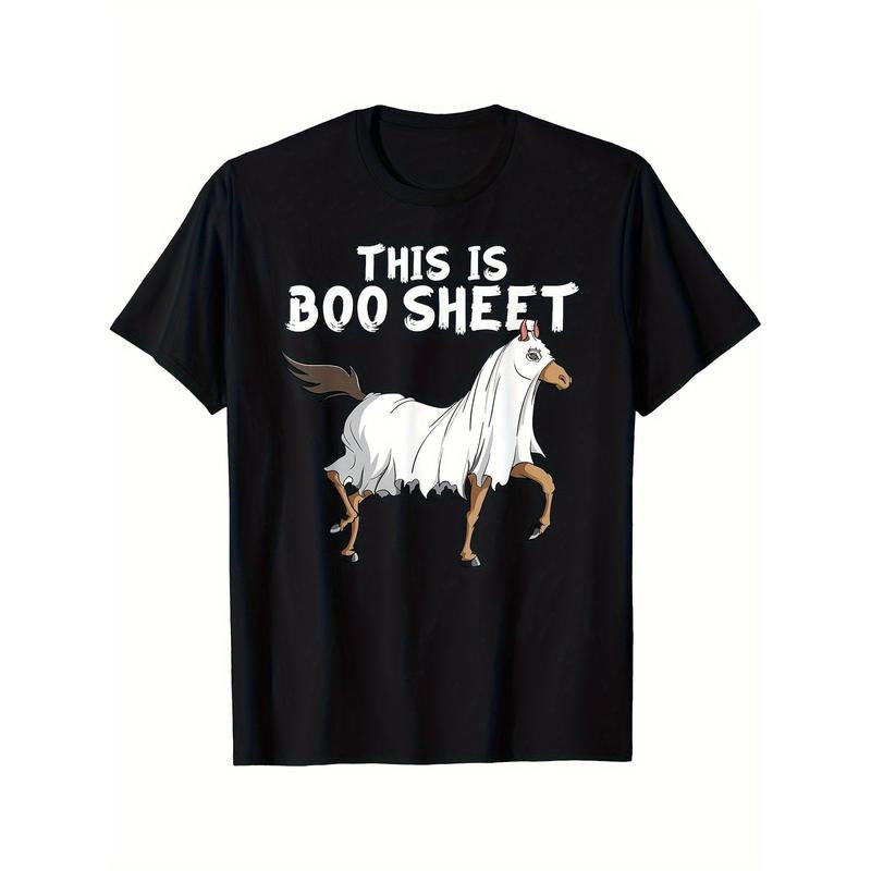 Men's Breathable Cotton T-Shirt with Horse Print - Casual Crew Neck, Short Sleeve Tee for Summer made in usa