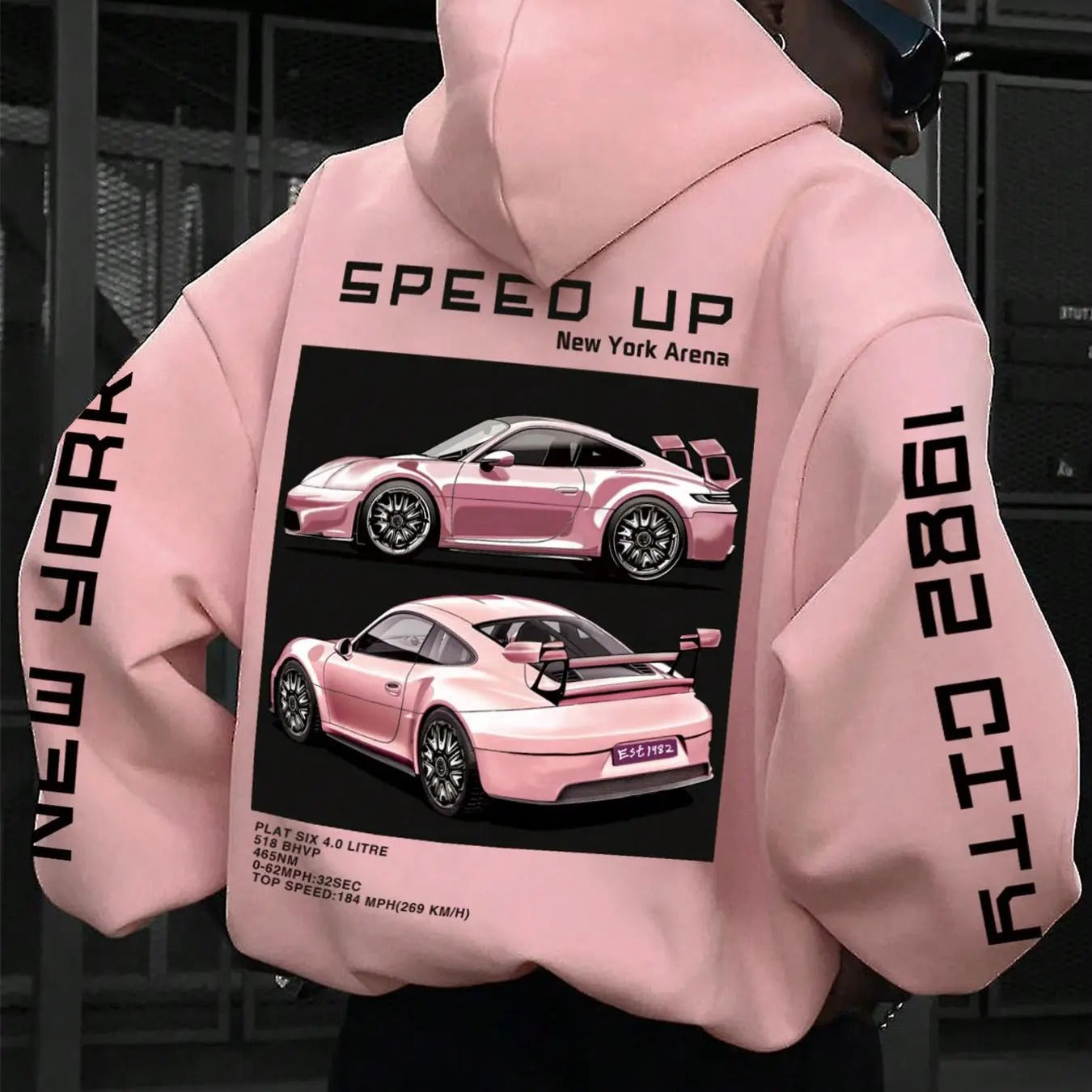 Men's Car & Letter Print Drop Shoulder Hoodie, Fashion Casual Regular Fit Drawstring Pocket Hooded Sweatshirt for Daily Holiday Outdoor Wear, Men Clothes for Fall & Winter