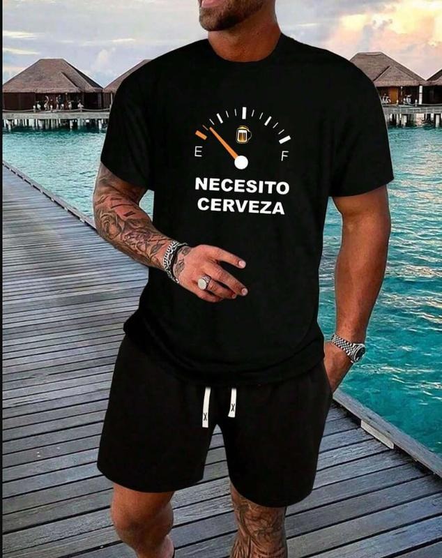 Men's Cartoon & Letter Print Round Neck Tee, Regular Fit Casual Short Sleeve T-Shirt for Summer, Men's Top for Daily Wear...