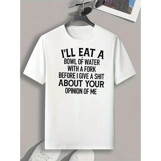 Men's Casual Athletic T-Shirt - Breathable Polyester, Crew Neck, Letter Print Design, Machine Washable made in USA