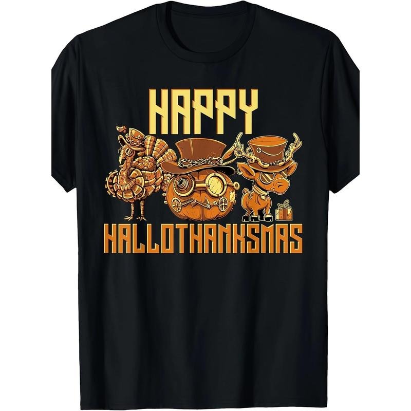 Men's Casual Cotton T-Shirt with Halloween Pumpkin Print - Soft, Breathable & Stretchy Crew Neck Tee for All Seasons, Short Sleeve, Machine Washable - Perfect for Outdoor Activities Made in USA