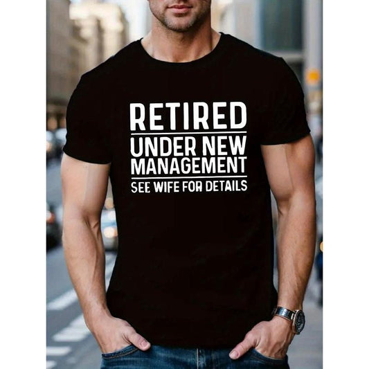 Men's Casual Short-Sleeve T-Shirt - Breathable Polyester, Round Neck with Letter Print Design, Machine Washable Made in USA