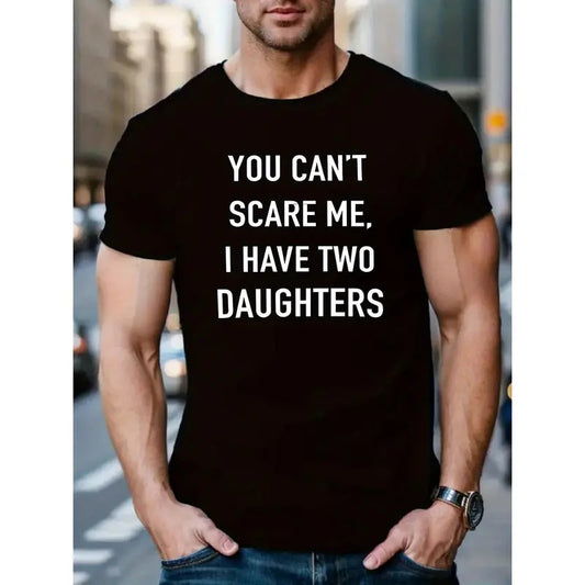 Men's Casual Short-Sleeve T-Shirt - Round Neck with Letter Print Design, Machine Washable MADE IN USA