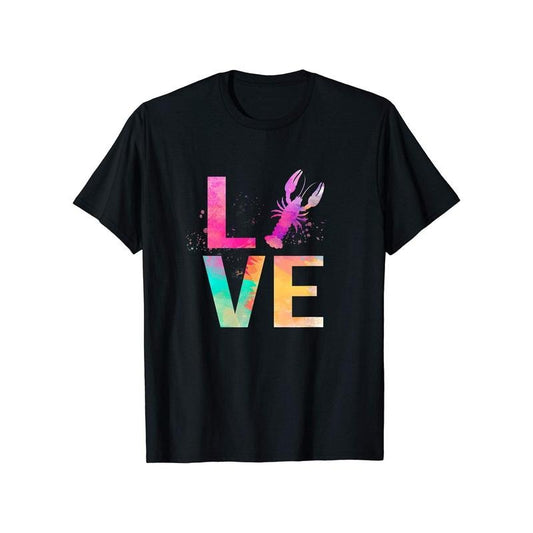 Men's Colorful Crayfish Graphic Tee - Casual Cotton T-Shirt with Geometric Design, Round Neck, Summer Wear made in usa