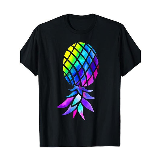 Men's Colorful Pineapple Graphic Tee - 100% Cotton, Short Sleeve, Round Neck, Regular Fit T-Shirt | Breathable & Soft...
