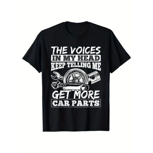 Men's Cotton Graphic Tee, Car Enthusiast & Mechanic Print T-shirt, Casual Short Sleeve Crew Neck, Outdoor Clothes, Gift For Men, Xmas made in usa