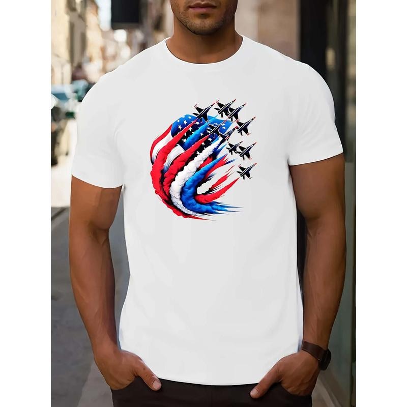 Men's Creative Graphic Tee - Casual Short Sleeve T-Shirt for Summer, Breathable Cotton, Machine Washable made in USA