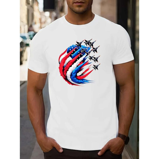 Men's Creative Graphic Tee - Casual Short Sleeve T-Shirt for Summer, Breathable Cotton, Machine Washable made in USA