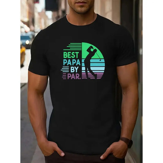 Men's Creative Short-Sleeve T-Shirt - Casual Summer Outdoor Top with Unique Letter Design, Machine Washable MADE IN USA