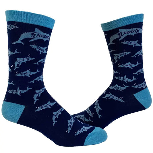 Men's Daddy Shark Socks Cute Funny Family Cool Best Dad Vacation Footwear Funny Graphic Socks Comfortable Fitted Spandex Cotton