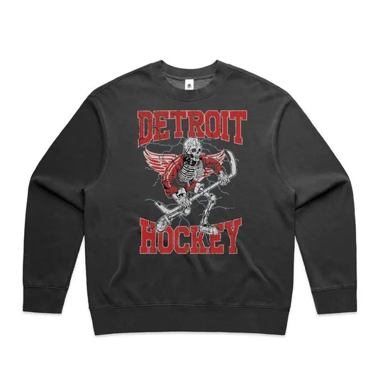 Men's Detroit hockey Sweatshirt  - Classic Mid-Weight Crewneck - Cotton Knit Fabric Menswear Hoodie Long Overall Ribbed...