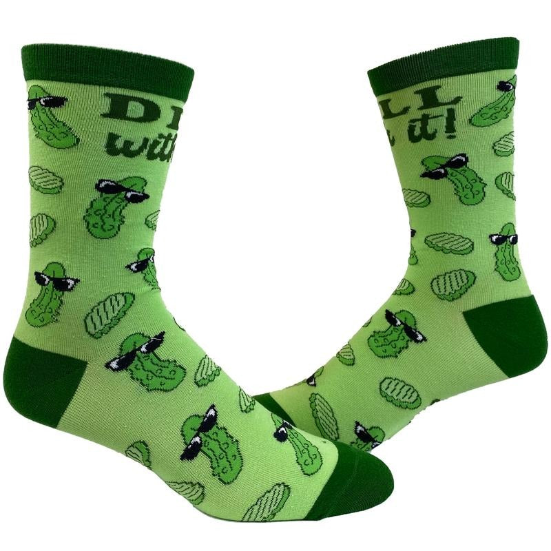 Men's Dill With It Socks Funny Pickles Deal With It Funny Vegetables Graphic Novelty Footwear Funny Graphic Socks...