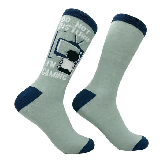 Men's Do Not Disturb Im Gaming Socks Funny Sarcastic Video Game Graphic Footwear Funny Graphic Socks Comfortable Fitted Spandex Cotton