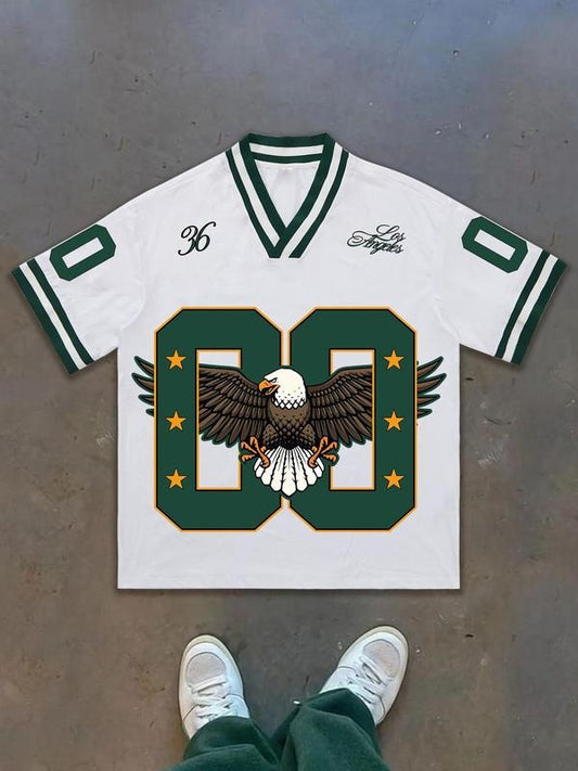Men's Eagle Print Round Neck Graphic Tee, Regular Fit Casual Fashion Short Sleeve T-shirt for Summer, Men's Top for Daily...