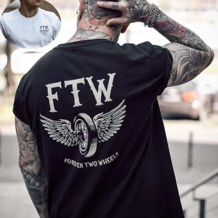 Men's FTW FOREVER TWO WHEELS Angel Wings Graphic Print T-shirt, Sweatshirt, Hoodie, 2 sided shirt Unisex Shirt, Naughty Clothes Men  - Unisex Shirt, Naughty Clothes Men