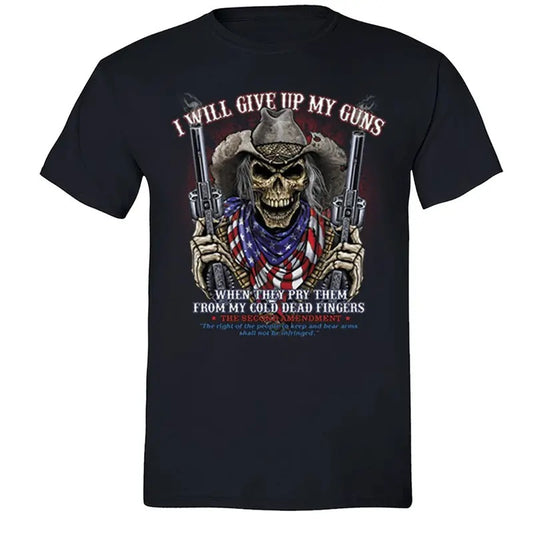 Men's Give Up My Guns T-shirt, 2nd Amendment Skeleton American Shirt, Patriotic USA Flag Tee