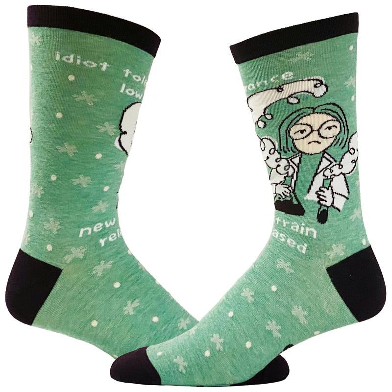 Men's Idiot Tolerance Socks Funny New Strain Released Nerdy Science Stupid People Footwear Funny Graphic Socks Comfortable Fitted Spandex Cottonstyle{n002}2