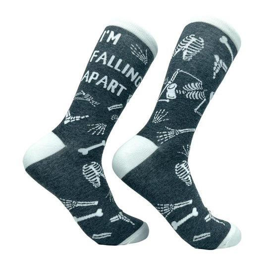 Men's Im Falling Apart Socks Funny Spooky Halloween Skeleton Bones Joke Footwear Funny Graphic Socks Comfortable Fitted Spandex Cotton