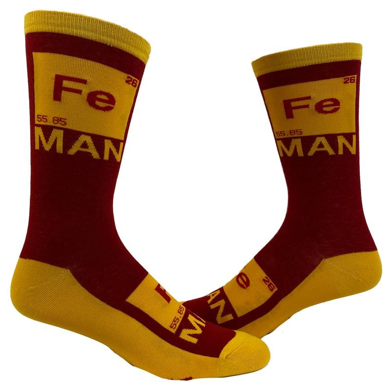 Men's Iron Science Socks Funny Comic Hero Movie Science Chemistry Graphic Novelty Footwear Funny Graphic Socks Comfortable Fitted Spandex Cotton