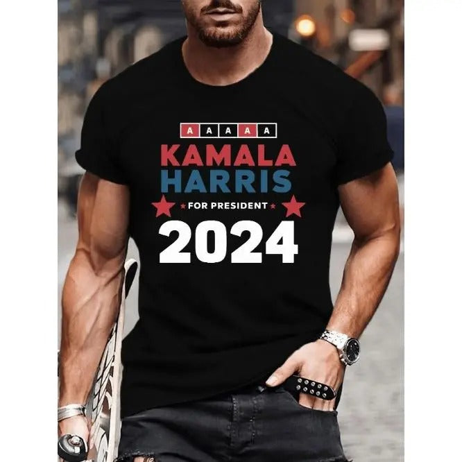 Men's Kamala Harris 2024 Presidential Campaign T-shirt-Summer Casual Short Sleeve T-shirt Made in USA