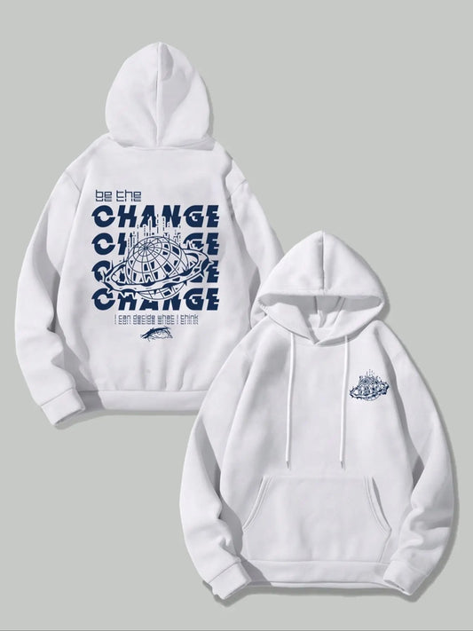 Men's Letter & Galaxy Print Drop Shoulder Hoodie, Fashion Casual Regular Fit Drawstring Pocket Hooded Sweatshirt for Daily Holiday Outdoor Wear, Men Clothes for Fall & Winter