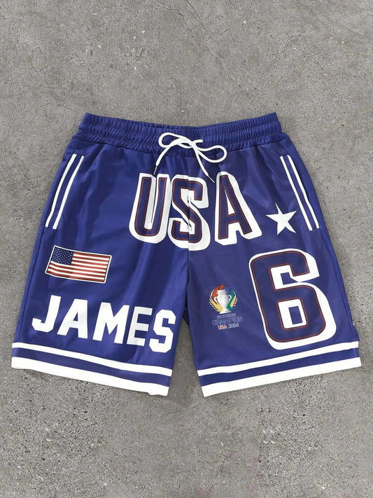 Men's Letter & Number Print Basketball Shorts, Regular Fit Casual Comfy Breathable Shorts for Summer, Men's Bottoms for...