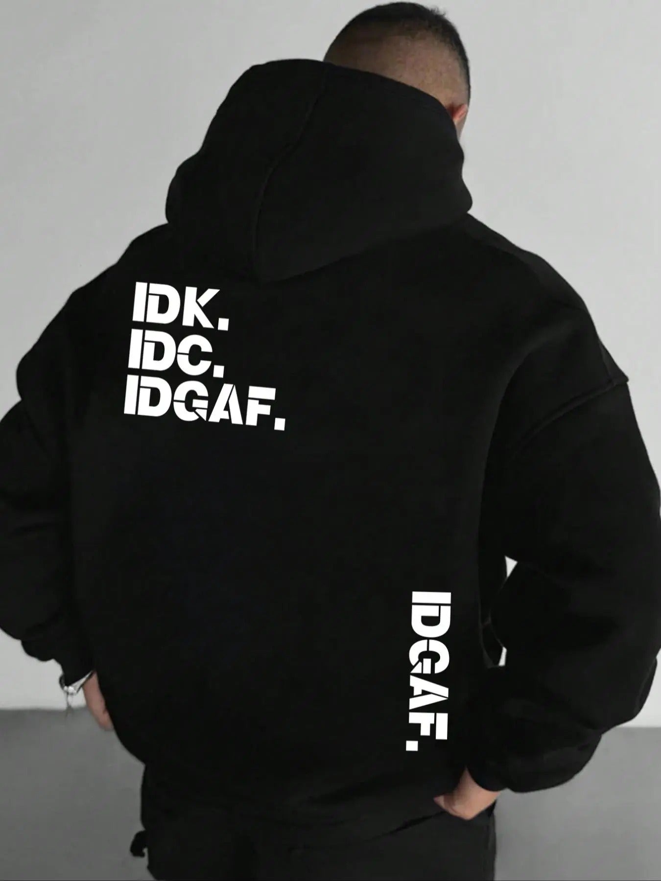 Men's Letter Print Drop Shoulder Thermal Lined Hoodie, Fashion Casual Regular Fit Drawstring Pocket Hooded Sweatshirt for Daily Holiday Outdoor Wear, Men Clothes for Fall & Winter