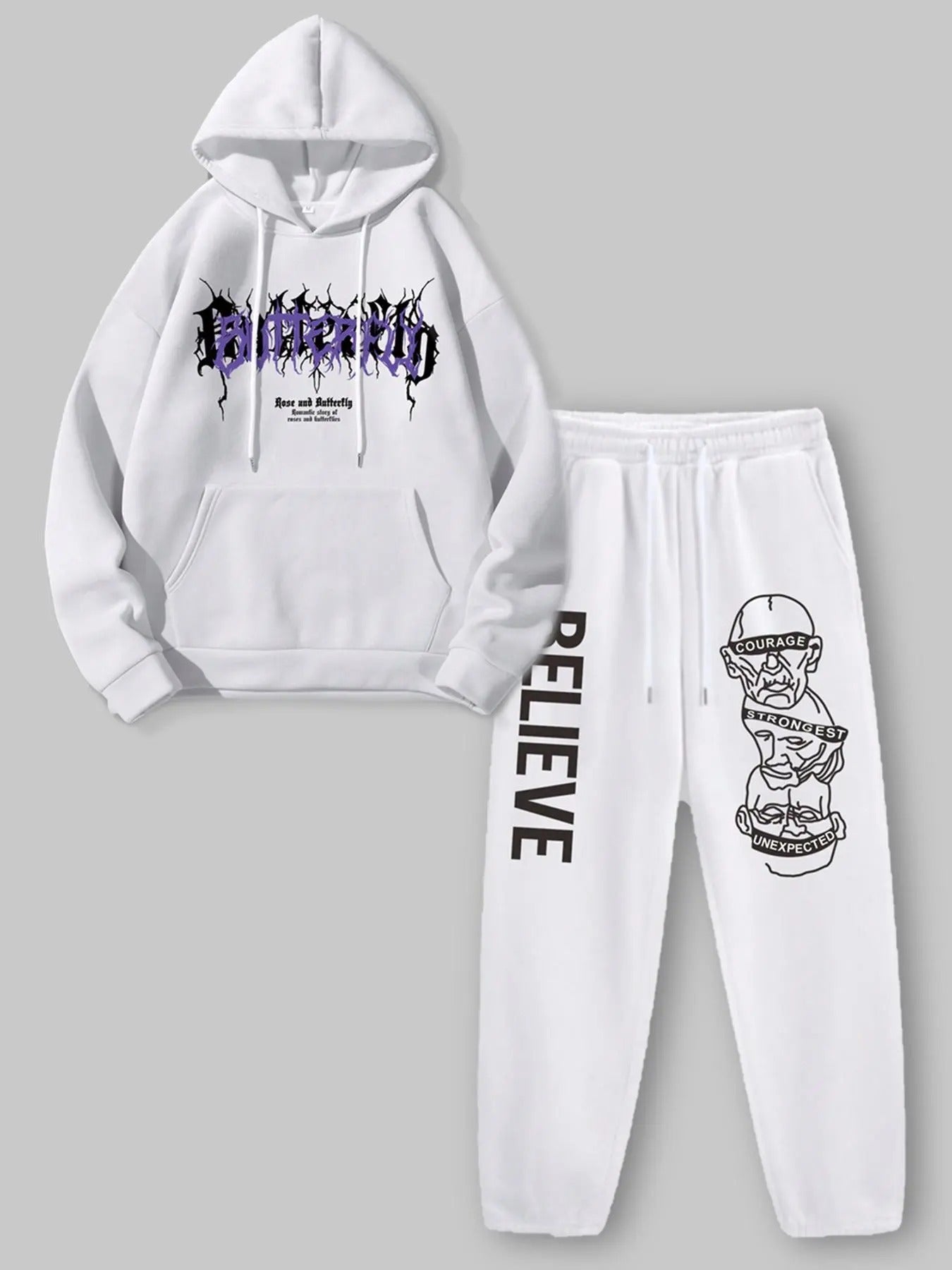 Men's Letter Print Hoodie & Drawstring Waist Sweatpants Two-piece Set, Regular Fit Casual Long Sleeve Hooded Sweatshirt & Pocket Jogger Pants for Daily Wear, Men's Two-piece Outfits for Fall & Winter