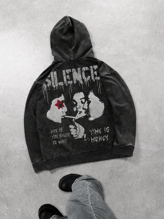 Men's Letter Print Hoodie, Regular Fit Street Hooded Sweatshirt for Daily Holiday Outdoor Wear, Men Clothes for Spring & Fall, Cotton