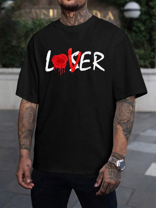 Men's Letter Print Short Sleeve Graphic Tee, Casual Fashion T-shirt for Daily Wear, Men's Clothes for All Seasons Hoodie,...