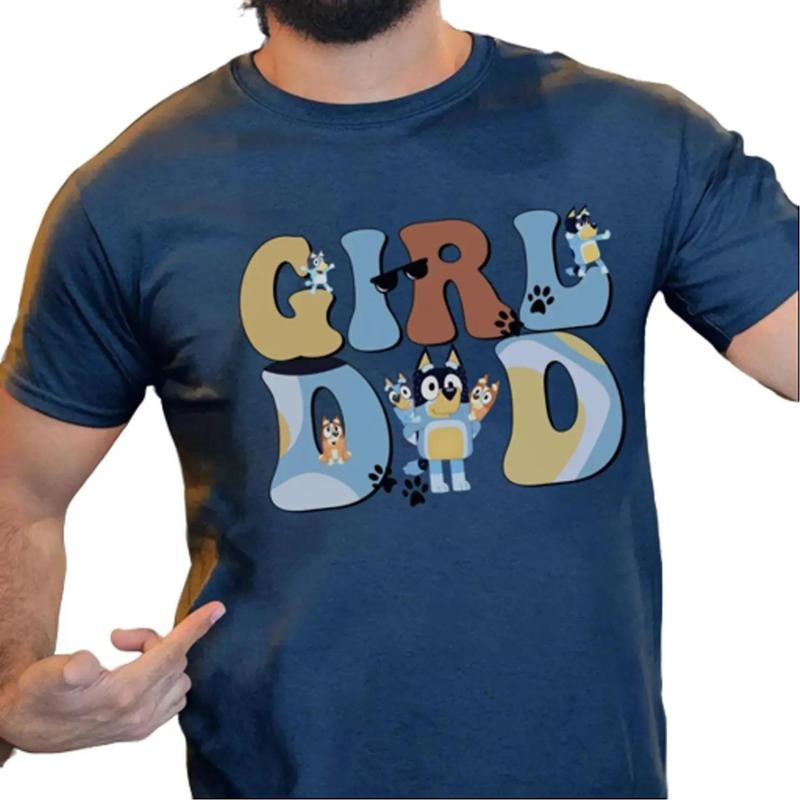Men's Navy 'Girl Dad Bluey' Shirt: Celebrate Fatherhood with Style,  Bingo Shirt, Bluey Shirt, Bandit Shirt, Fathers Day Tee, Gift For Dad