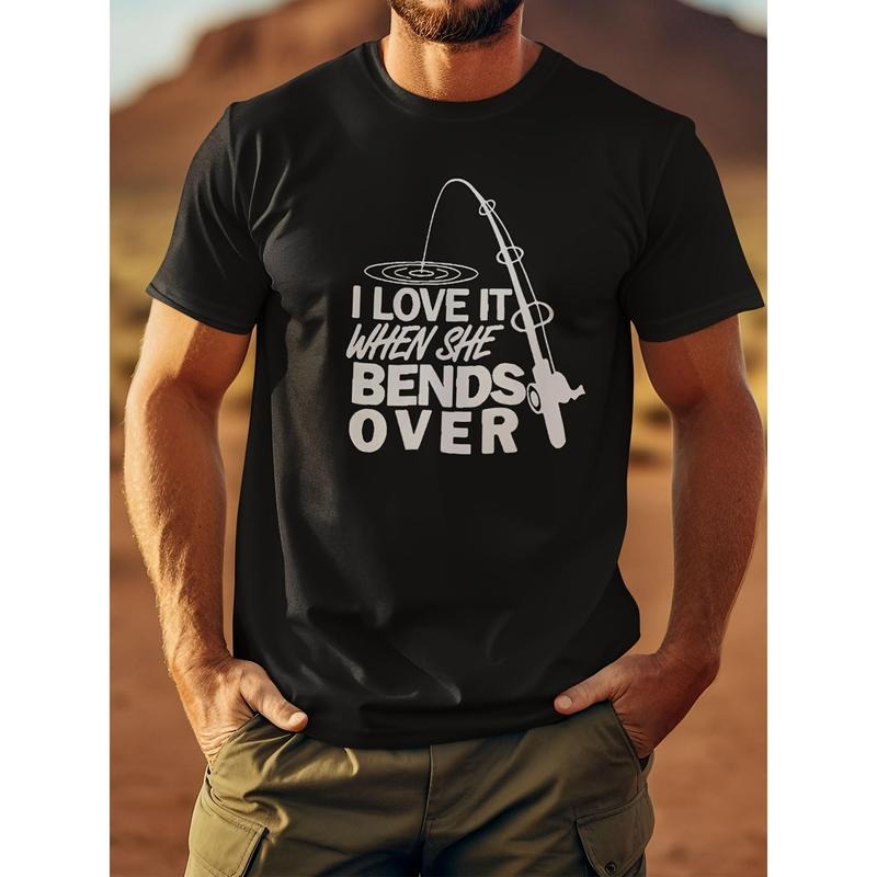 Men's Printed Short Sleeve T-shirt, Fisher Man T-shirt - Comfortable and breathable summer, spring and fall casual top, fishing dad gift, perfect for everyday wear Made in USA