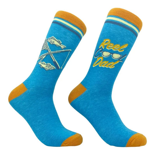 Men's Reel Cool Dad Socks Funny Fathers Day Fishing Hilarious Saying Footwear Funny Graphic Socks Comfortable Fitted Spandex Cotton
