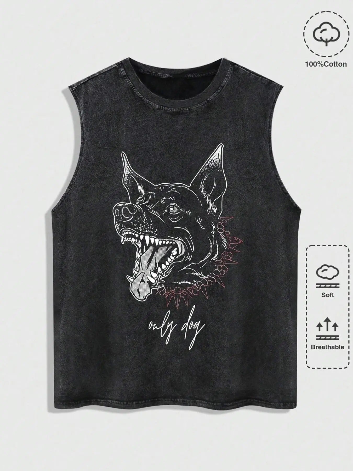 Men's Regular Fit Cartoon Print Sleeveless Top, Casual Round Neck Top for Summer, Fashion Men's Top for Daily Wear, Vest, Clothing, Cotton