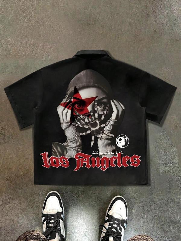 Men's Regular Fit Graphic Print Short Sleeve Tee, Casual Street Crew Neck T-Shirt for Summer, Fashion Men's Top for Daily Wear, Tropical