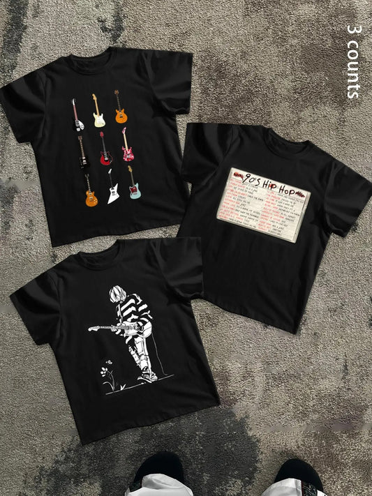 Men's Rock Music Graphic & Letter Print Round Neck Tee, Regular Fit Casual Short Sleeve T-shirt for Daily Wear, Men's Top...