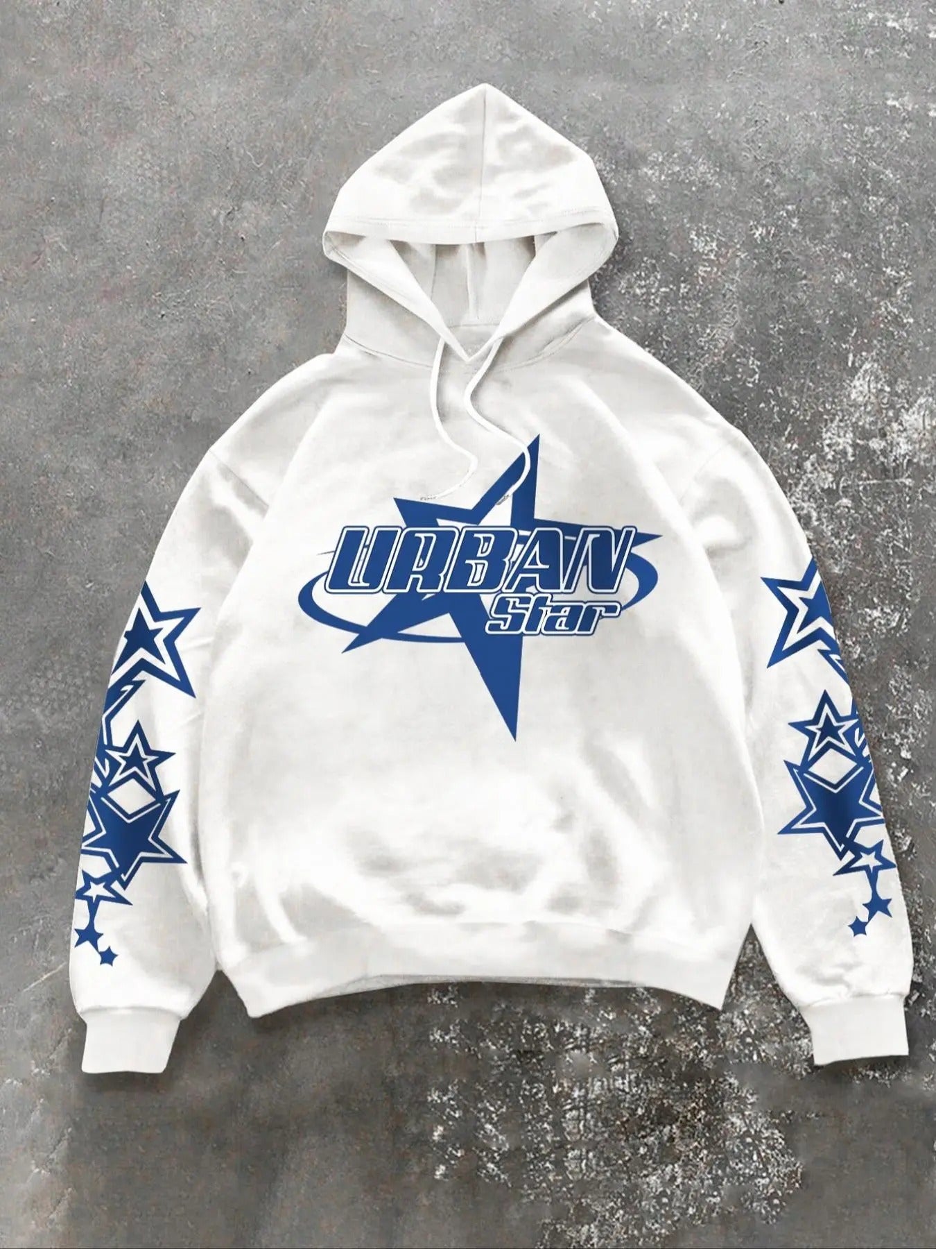 Men's Star & Letter Print Drop Shoulder Hoodie, Fashion Casual Regular Fit Drawstring Hooded Sweatshirt for Daily Holiday Outdoor Wear, Men Clothes for Fall & Winter