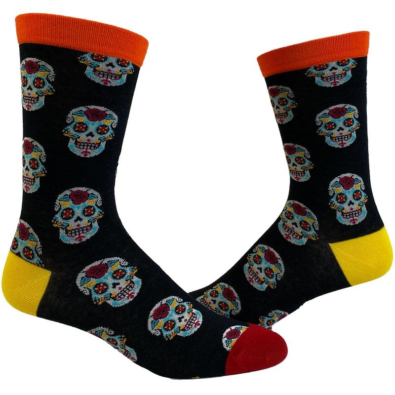 Men's Sugar Skull Socks Funny Day Of The Day Mexico Graphic Novelty Footwear Funny Graphic Socks Comfortable Fitted...