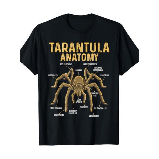 Men's Tarantula Anatomy Graphic Tee - 100% Cotton, Short Sleeve, Crew Neck T-Shirt for Casual Wear Made in USA